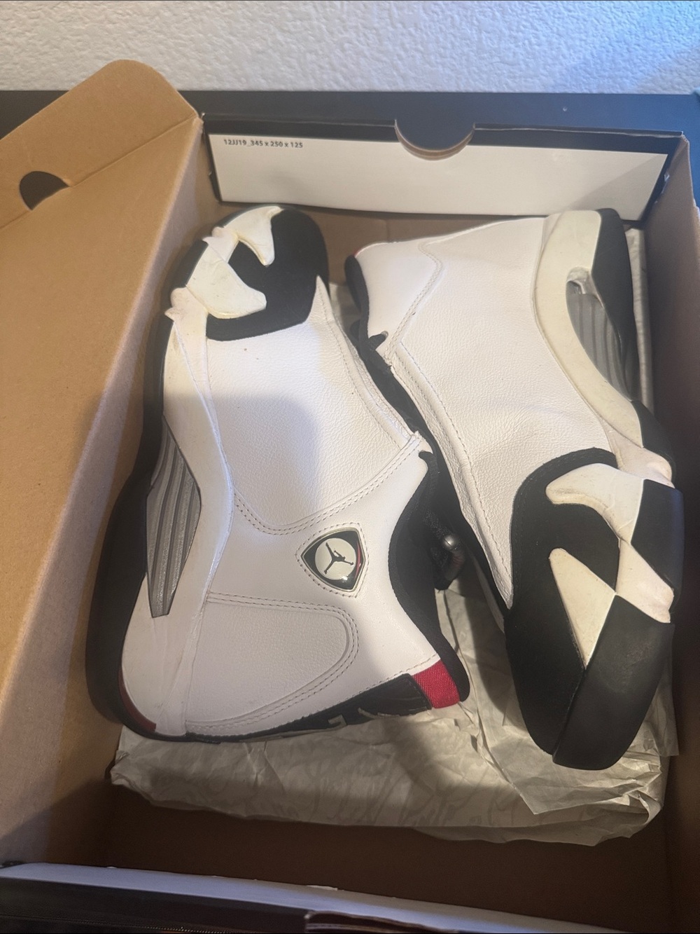 Jordan Men’s White/Black Athletic Basketball Shoes with Red Accent